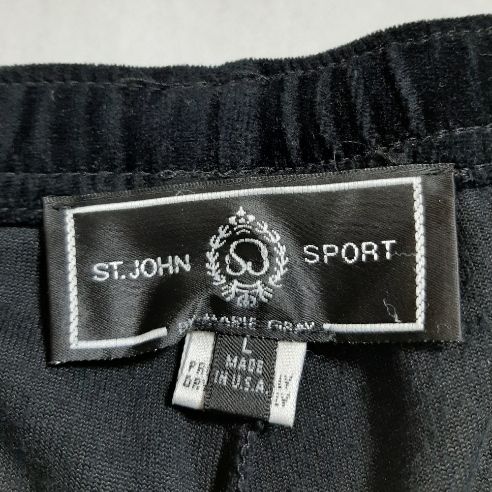 St. John Sport Black Velvet Elastic Waist Pants L - Picture 4 of 11